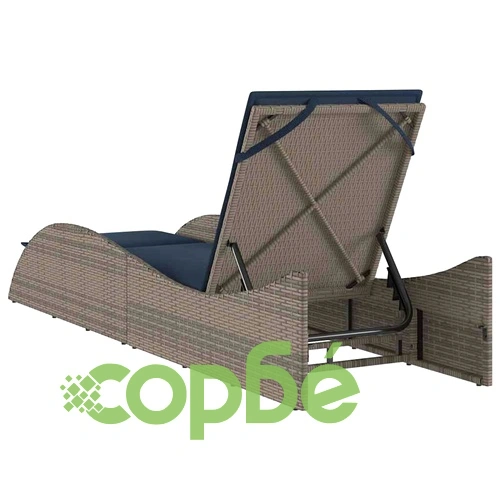 Шезлонг с възглавница от полиратан, сив, 60x205x73 см ➤ топ цена ➤ sorbe.bg