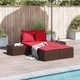 Двоен шезлонг с възглавници от поли ратан, кафяв, 104 x 162 см