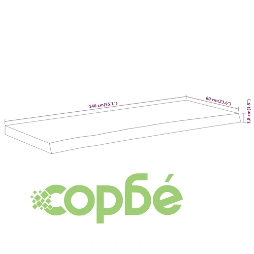 Плот за баня от масивна акация 140x60x3,8 см с жив ръб ➤ топ цена ➤ sorbe.bg