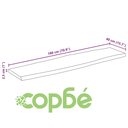 Плот за маса от масивно манго дърво с жив ръб, 180x40x2,5 см ➤ топ цена ➤ sorbe.bg