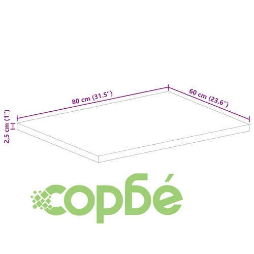 Правоъгълен плот за маса от масивно регенерирано дърво 80x60x2,5 см ➤ топ цена ➤ sorbe.bg