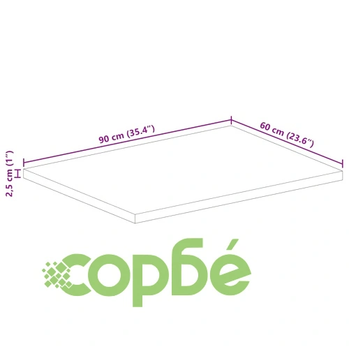 Плот за маса от масивно манго дърво 90x60x2,5 см, правоъгълен, груба обработка ➤ топ цена ➤ sorbe.bg