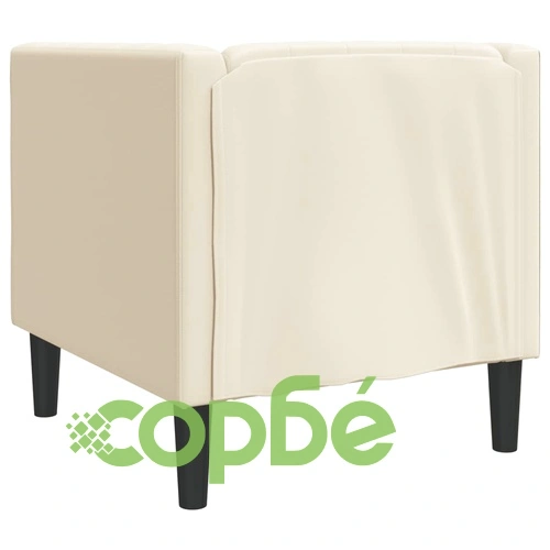 Честърфийлд кресло от висококачествена кремава еко кожа 71x74,5x70,5 см ➤ топ цена ➤ sorbe.bg