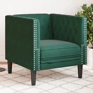 Луксозно Честърфийлд кресло от зелено кадифе, 71 x 74,5 x 70,5 см