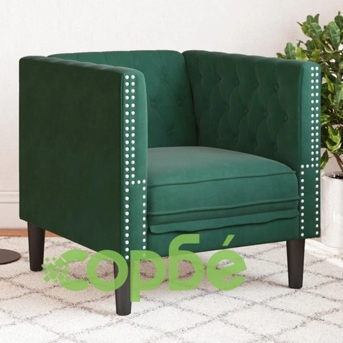 Луксозно Честърфийлд кресло от зелено кадифе, 71 x 74,5 x 70,5 см ➤ топ цена ➤ sorbe.bg