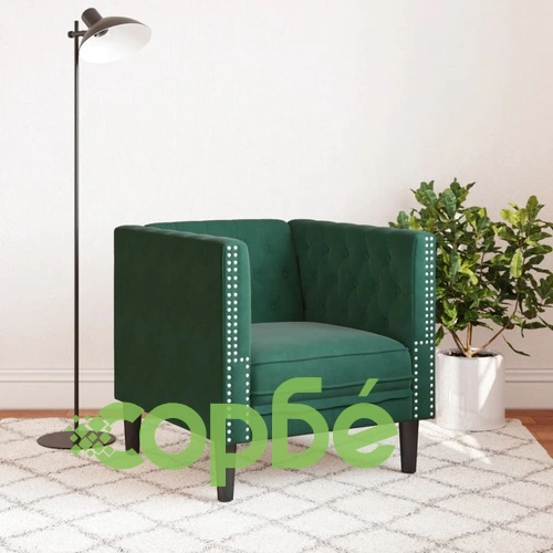 Луксозно Честърфийлд кресло от зелено кадифе, 71 x 74,5 x 70,5 см ➤ топ цена ➤ sorbe.bg