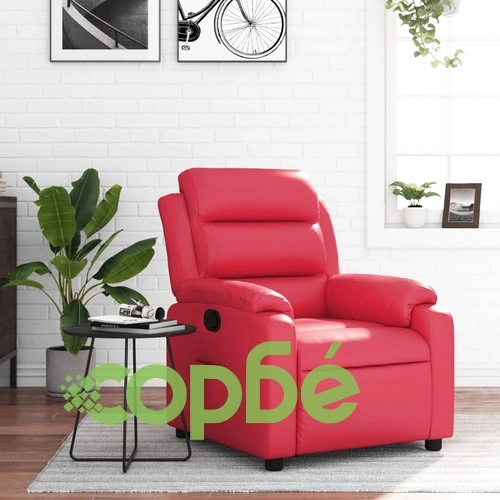 Наклоняем релакс фотьойл в червено, изкуствена кожа, 135° наклон ➤ топ цена ➤ sorbe.bg