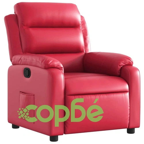 Наклоняем релакс фотьойл в червено, изкуствена кожа, 135° наклон ➤ топ цена ➤ sorbe.bg