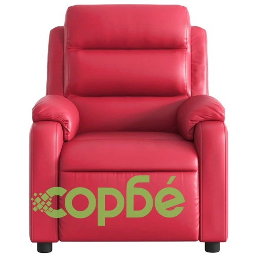 Наклоняем релакс фотьойл в червено, изкуствена кожа, 135° наклон ➤ топ цена ➤ sorbe.bg