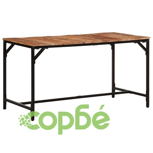 Трапезна маса от масивно мангово дърво 140x70x75 см с метална рамка ➤ топ цена ➤ sorbe.bg