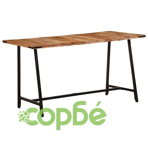 Трапезна маса от масивно мангово дърво и желязо, 140x70x75 см ➤ топ цена ➤ sorbe.bg
