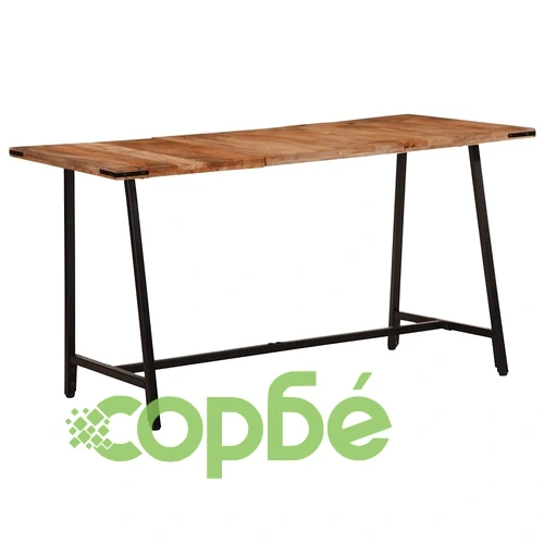 Трапезна маса от масивно мангово дърво и желязо, 140x70x75 см ➤ топ цена ➤ sorbe.bg