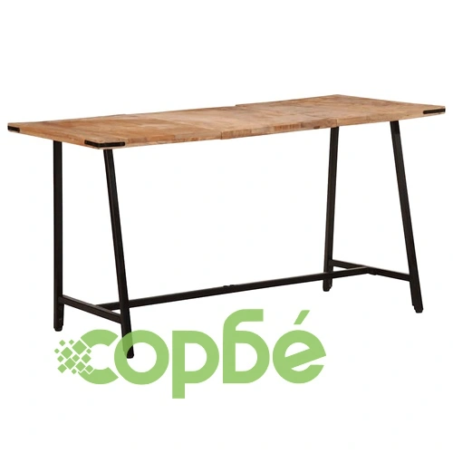 Трапезна маса от масивно мангово дърво и желязо, 140x70x75 см ➤ топ цена ➤ sorbe.bg