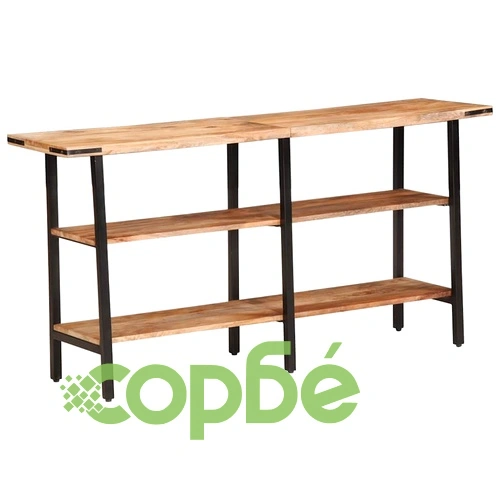 Конзолна маса от мангово дърво масив 140x35x70 см с метална рамка ➤ топ цена ➤ sorbe.bg