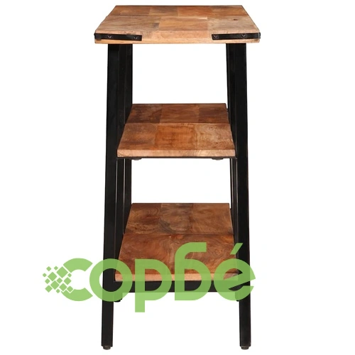 Конзолна маса от мангово дърво масив 140x35x70 см с метална рамка ➤ топ цена ➤ sorbe.bg