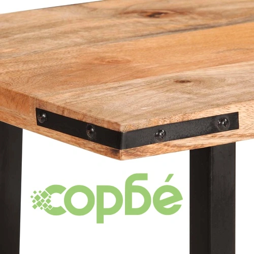 Конзолна маса от мангово дърво масив 140x35x70 см с метална рамка ➤ топ цена ➤ sorbe.bg
