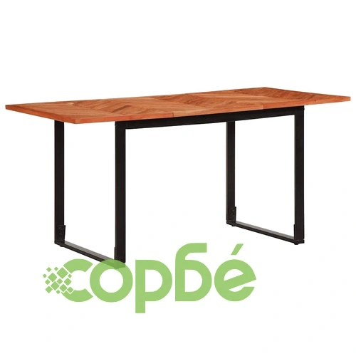 Трапезна маса от масивна акация 160x80x75 см с метална рамка ➤ топ цена ➤ sorbe.bg