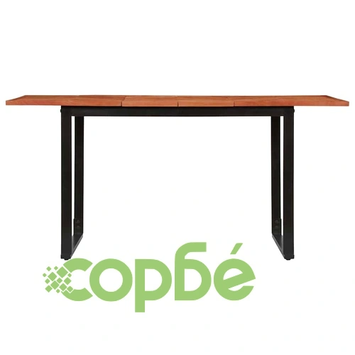 Трапезна маса от масивна акация 160x80x75 см с метална рамка ➤ топ цена ➤ sorbe.bg