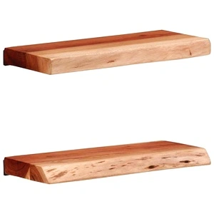 Стенни рафтове, 2 броя, 40x20x3,5 см, масивно акациево дърво