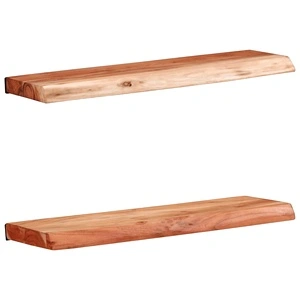 Стенни рафтове от масивно акациево дърво, 2 бр, 60x20x3,5 см
