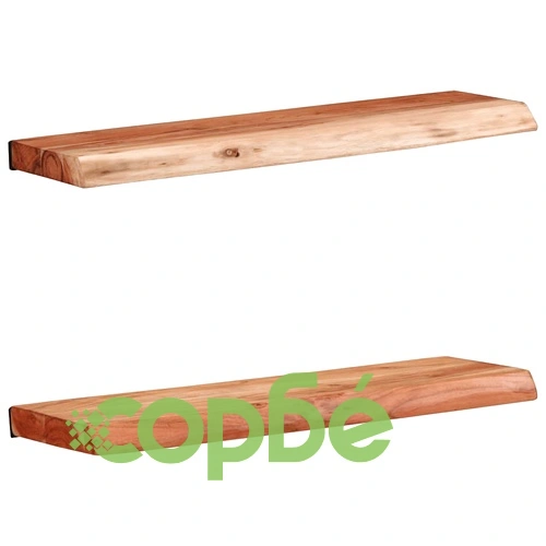Стенни рафтове от масивно акациево дърво, 2 бр, 60x20x3,5 см ➤ топ цена ➤ sorbe.bg