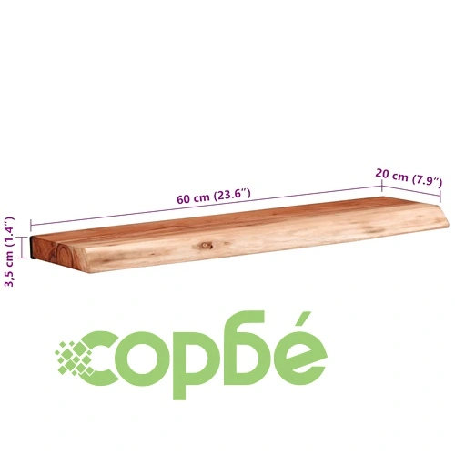 Стенни рафтове от масивно акациево дърво, 2 бр, 60x20x3,5 см ➤ топ цена ➤ sorbe.bg