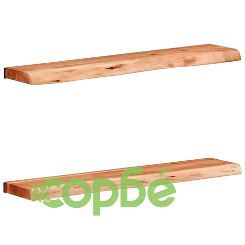 Стенни рафтове от масивно акациево дърво, 2 бр, 80x20x3,5 см ➤ топ цена ➤ sorbe.bg