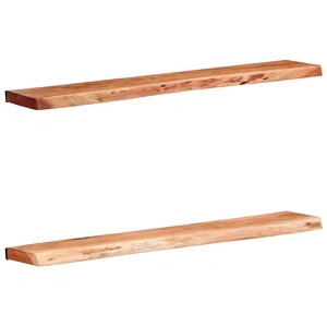 Стенни рафтове от масивно акациево дърво, 2 бр, 100x20x3,5 см