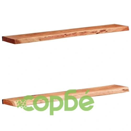 Стенни рафтове от масивно акациево дърво, 2 бр, 100x20x3,5 см ➤ топ цена ➤ sorbe.bg