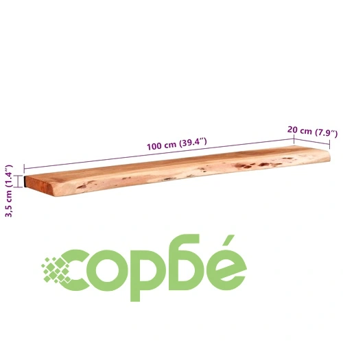 Стенни рафтове от масивно акациево дърво, 2 бр, 100x20x3,5 см ➤ топ цена ➤ sorbe.bg