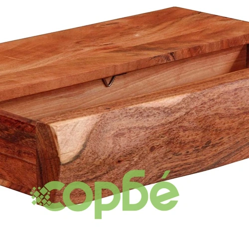 Стенни рафтове, 2 броя, 40x17x8 см, масивно акациево дърво ➤ топ цена ➤ sorbe.bg