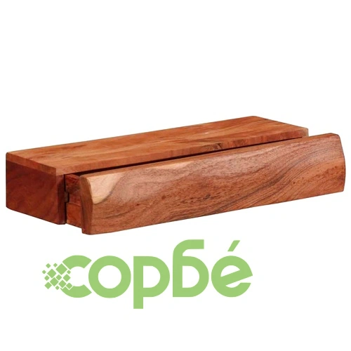 Стенни рафтове, 2 броя, 40x17x8 см, масивно акациево дърво ➤ топ цена ➤ sorbe.bg
