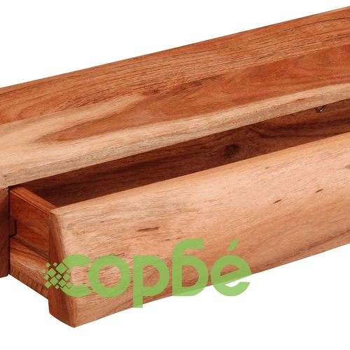 Стенни рафтове от масивно акациево дърво, 2 бр, 60x17x8 см ➤ топ цена ➤ sorbe.bg
