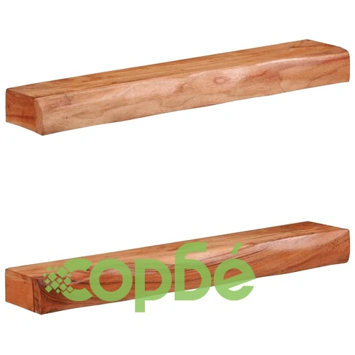 Стенни рафтове от масивно акациево дърво, 2 бр, 80x17x8 см ➤ топ цена ➤ sorbe.bg