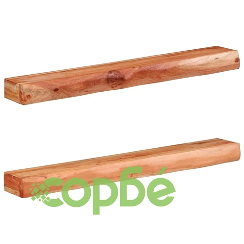 Стенни рафтове от масивно акациево дърво, 2 бр, 100x17x8 см ➤ топ цена ➤ sorbe.bg