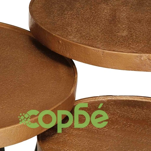 Комплект холни масички, 3 броя, златисто инженерно дърво ➤ топ цена ➤ sorbe.bg