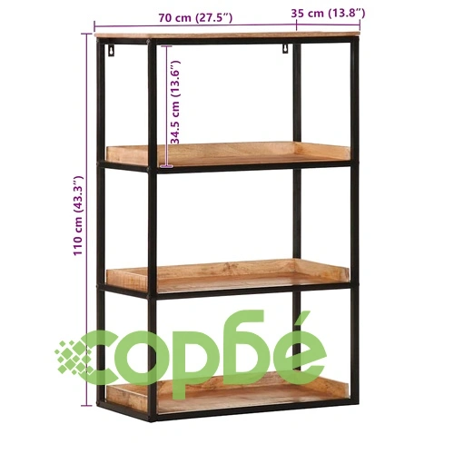 Книжарка от масивна мангова дървесина 70x35x110 см кафява ➤ топ цена ➤ sorbe.bg