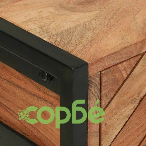 Конзолна маса с 2 чекмеджета и рафт от масивно мангово дърво 90x35x75 см кафяво ➤ топ цена ➤ sorbe.bg