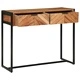 Конзолна маса с 2 чекмеджета и рафт от масивно мангово дърво 90x35x75 см кафяво