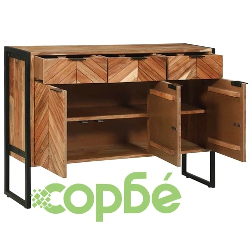 Шкаф от масивна акациева дървесина 100x30x75 см кафяв ➤ топ цена ➤ sorbe.bg