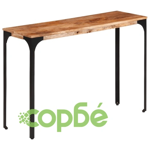 Елегантна конзолна маса от масивно манго дърво и желязо, кафява, 110x35x76см ➤ топ цена ➤ sorbe.bg