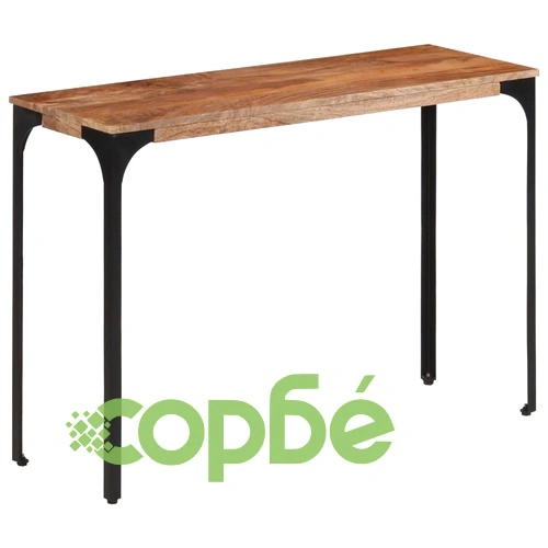 Елегантна конзолна маса от масивно манго дърво и желязо, кафява, 110x35x76см ➤ топ цена ➤ sorbe.bg