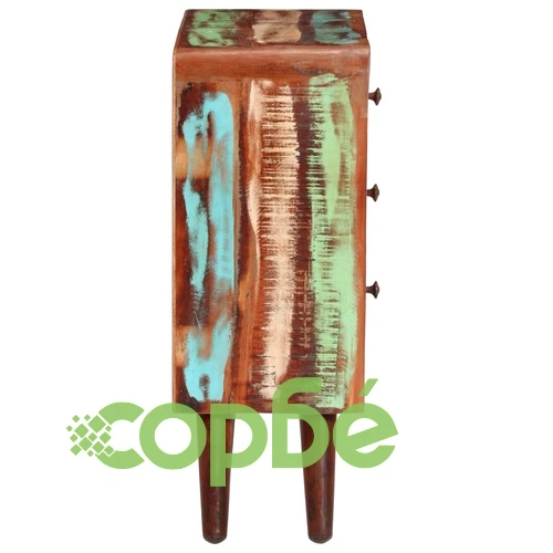 Компактен сайдборд от регенерирано масивно дърво, 55x30x80 см, с метални крака ➤ топ цена ➤ sorbe.bg