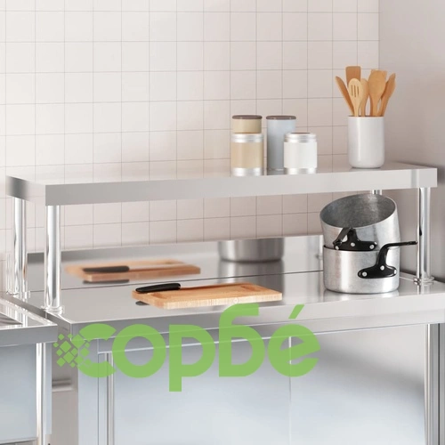 Рафт за работна маса от неръждаема стомана, 110x30x35 см, товароносимост 50 кг ➤ топ цена ➤ sorbe.bg