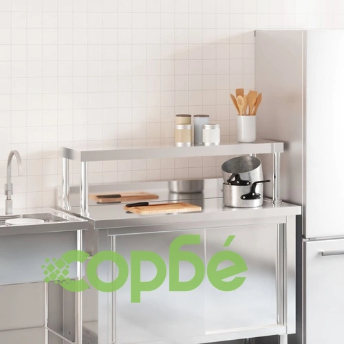 Рафт за работна маса от неръждаема стомана, 110x30x35 см, товароносимост 50 кг ➤ топ цена ➤ sorbe.bg