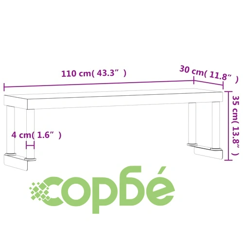 Рафт за работна маса от неръждаема стомана, 110x30x35 см, товароносимост 50 кг ➤ топ цена ➤ sorbe.bg