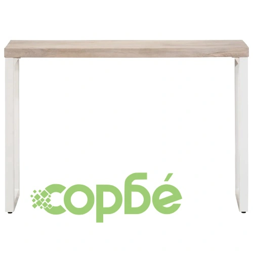 Конзолна маса от масивно манго дърво и желязо - кафява, 110x35x76 см ➤ топ цена ➤ sorbe.bg