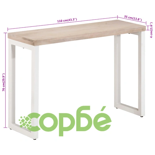 Конзолна маса от масивно манго дърво и желязо - кафява, 110x35x76 см ➤ топ цена ➤ sorbe.bg