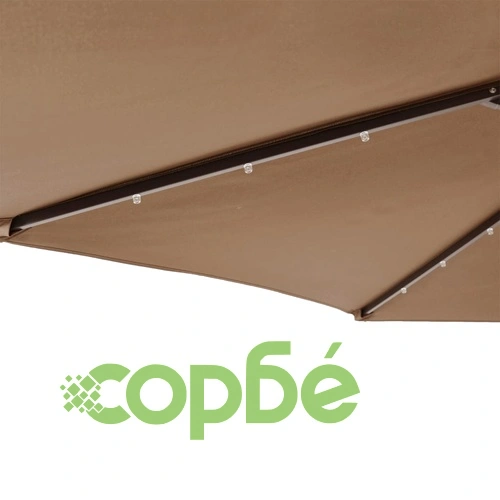 Градински чадър с LED осветление и стоманен прът, таупе, 225x225x212 см ➤ топ цена ➤ sorbe.bg