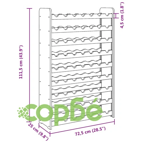 Поставка за вино от масивна чамова дървесина 72,5x25x111,5 см за 63 бутилки ➤ топ цена ➤ sorbe.bg